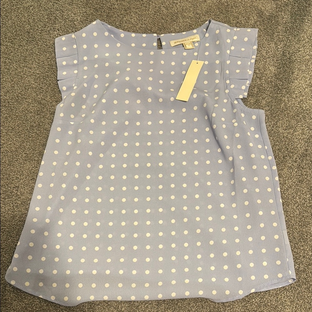 Monteau Light Blue Polka Dot Blouse